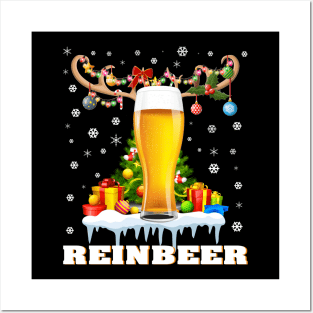 Man Cave Reinbeer Christmas Gift For Beer Lovers Costume Posters and Art